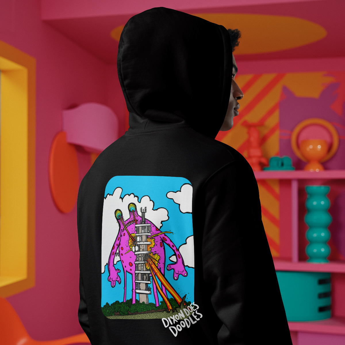 Dixon Does Doodles x Cotton Kulture collab - Purdown Tower Hoodie
